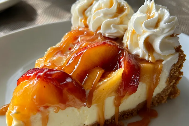Cooking process for Peach Cobbler Cheesecake Delight