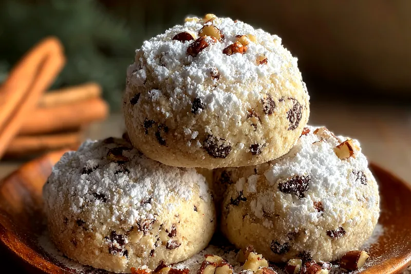 An engaging shot of the baking process of Decadent Snowball Cookies, showcasing dough balls on a baking sheet.
