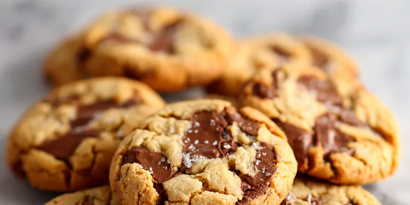 Golden brown peanut butter cup cookies with melted chocolate centers