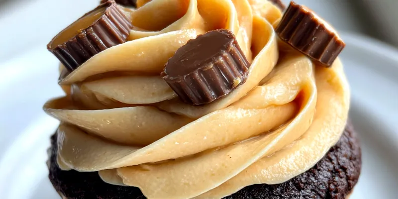 Delicious Peanut Butter Cup Cupcakes served on a plate