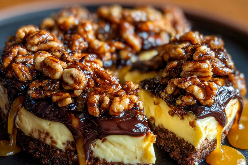 Fresh ingredients for Pecan Caramel Chocolate Cheesecake