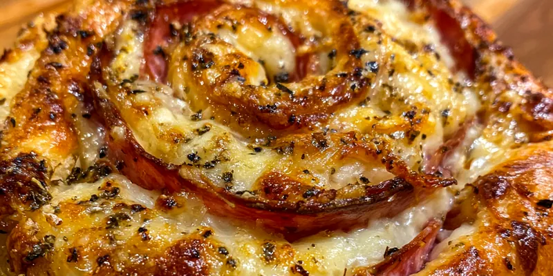 Delicious Pepperoni Cheese Spiral Bake served on a plate