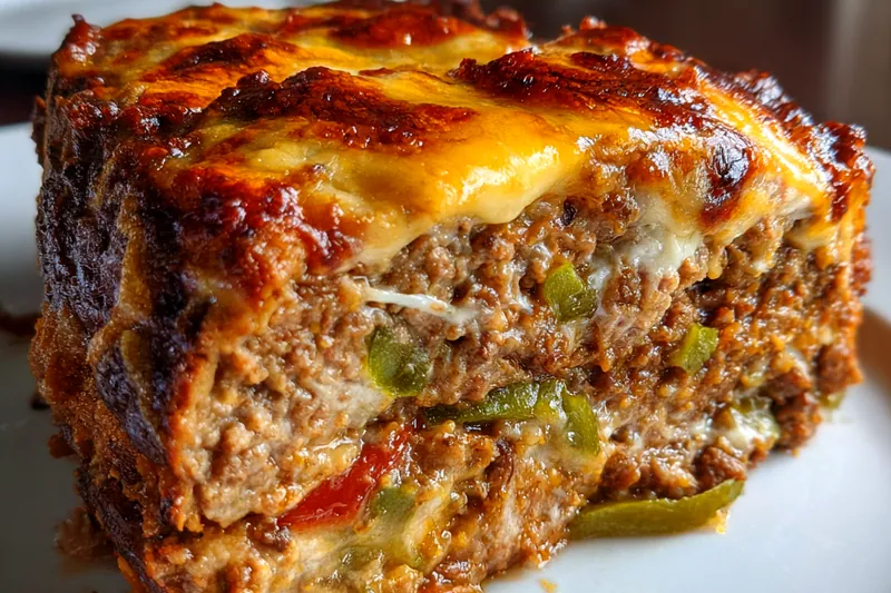 Chef Mitchell mixing ingredients for Cheesy Philly Meatloaf Delight in a large bowl.