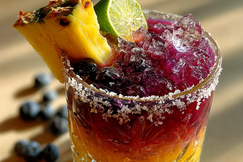 Fresh ingredients for Pineapple Blueberry Margarita