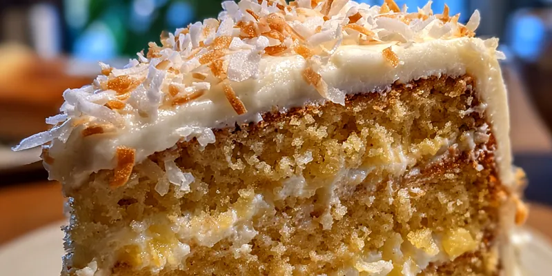 A vibrant serving of Pineapple Coconut Delight in a glass, layered with pineapple, coconut cream, and topped with toasted coconut.