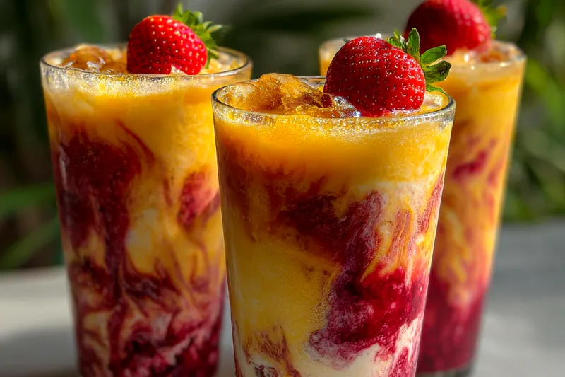 Fresh ingredients for Pineapple Strawberry Swirl