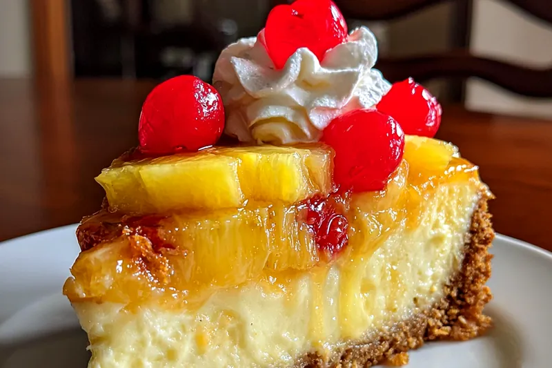 Chef Mitchell expertly mixing the cheesecake batter, showcasing the creamy texture and vibrant pineapple pieces being incorporated.