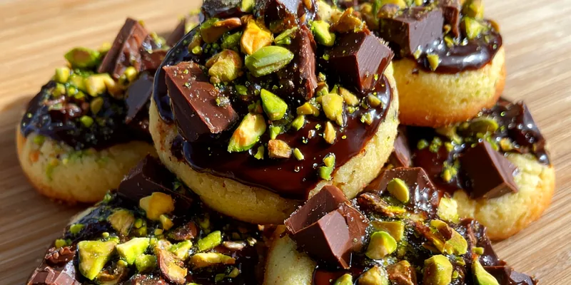 Delicious Pistachio Chocolate Chunk Cookies served on a plate