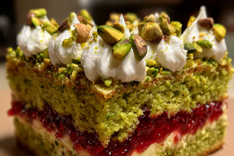 Cooking process for Pistachio Raspberry Delight