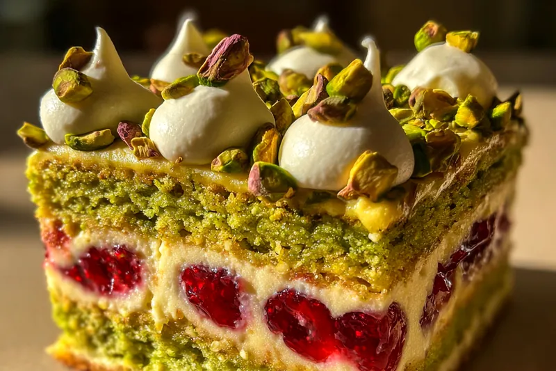 Fresh ingredients for Pistachio Raspberry Delight