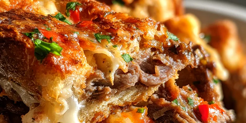 Philly Cheesesteak Bowl with melted cheese