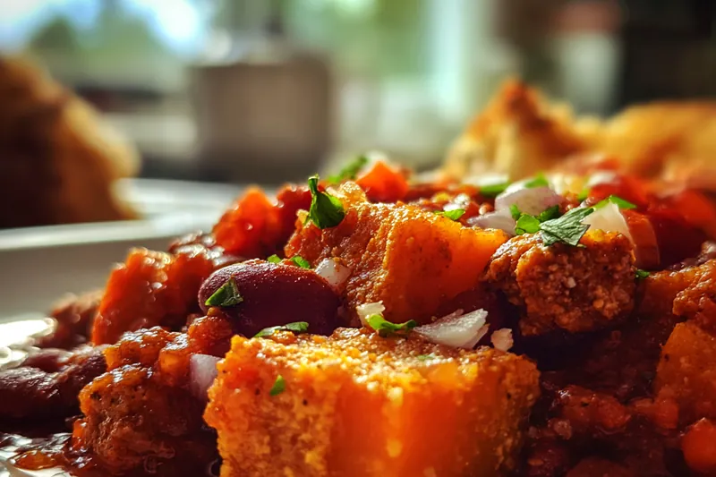 Ingredients for Pumpkin Chili on a wooden table