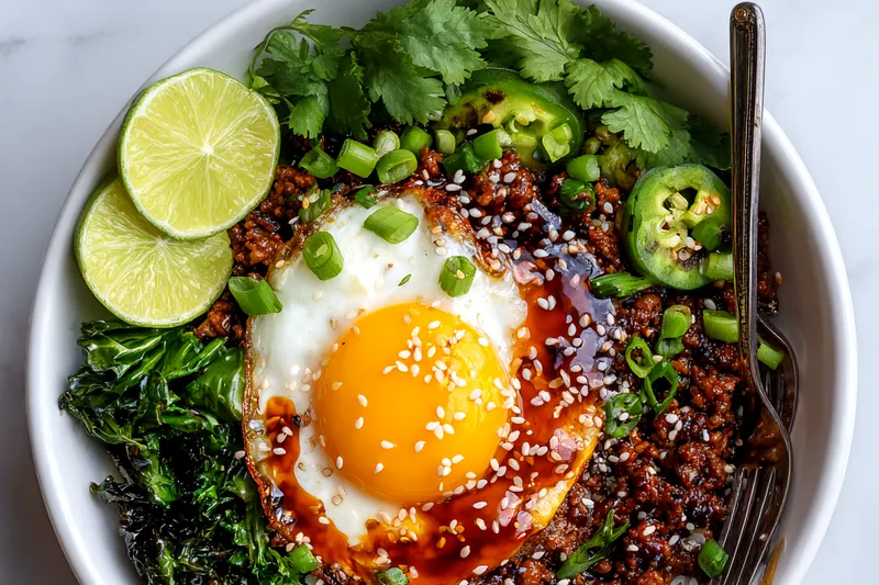 Cooking process of Korean Ground Beef in a skillet.