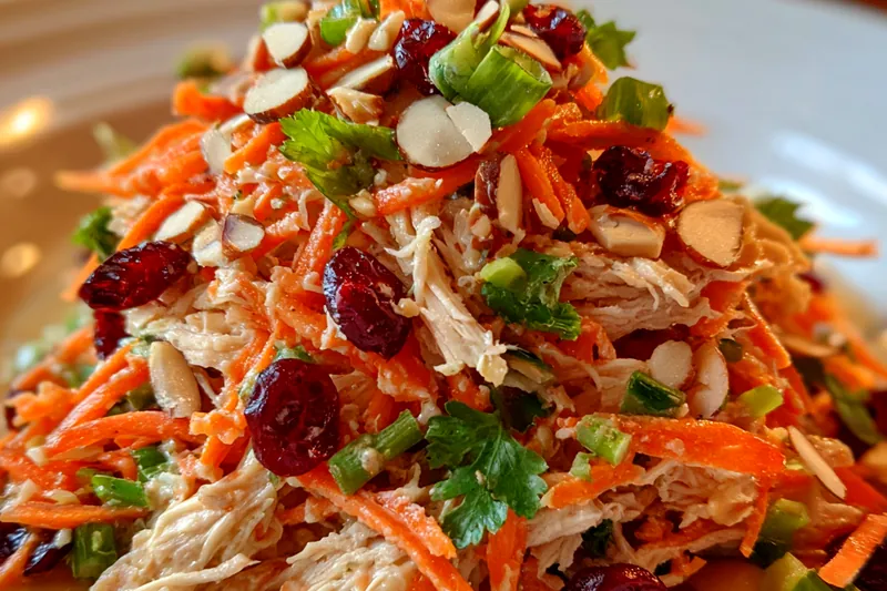 Chef sautéing chicken in a skillet for Quick Asian Chicken Salad, creating a golden brown crust.