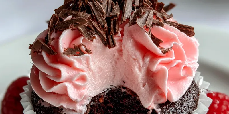 Delicious Raspberry Chocolate Lava Cupcakes served on a plate