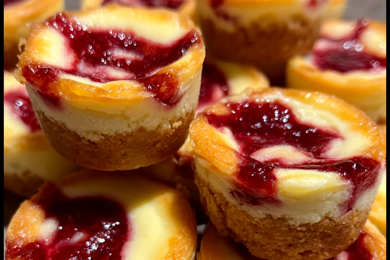 Cooking process for Raspberry Swirl Cheesecake Bites