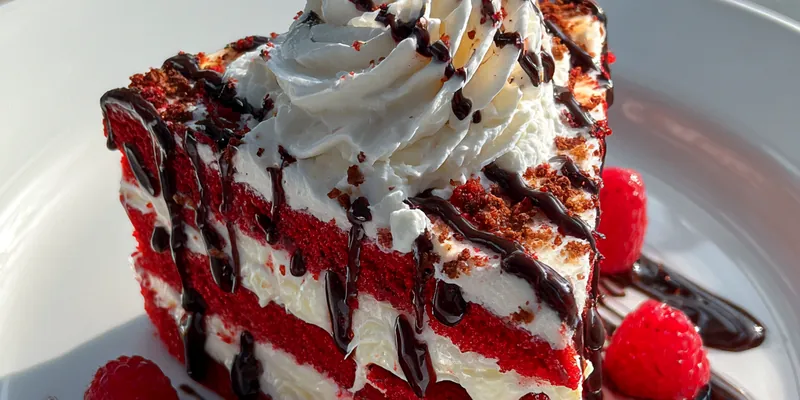 Delicious Red Velvet Cheesecake French Toast served on a plate
