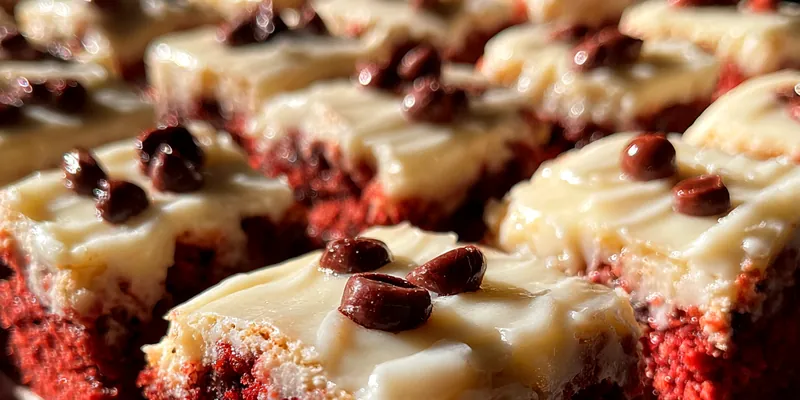 Delicious Red Velvet Chocolate Squares served on a plate