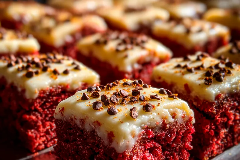 Fresh ingredients for Red Velvet Chocolate Squares