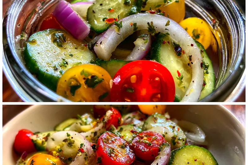 Cooking process for Refreshing Cucumber Tomato Salad