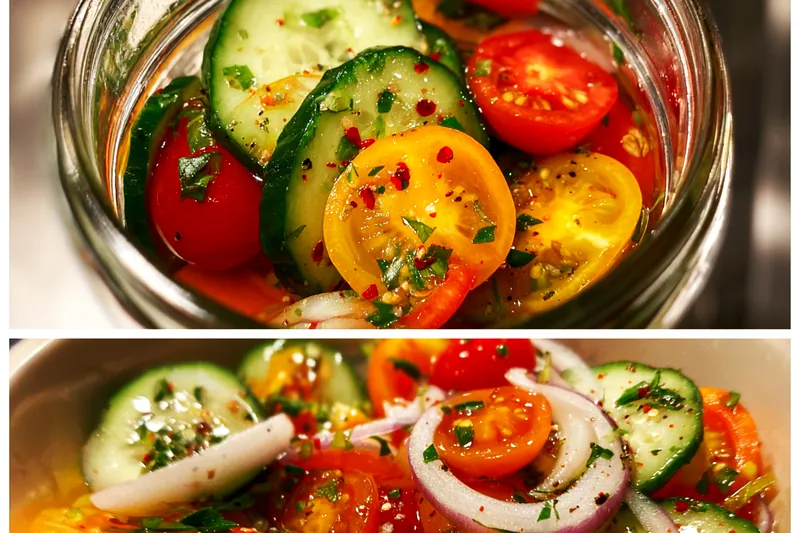Fresh ingredients for Refreshing Cucumber Tomato Salad