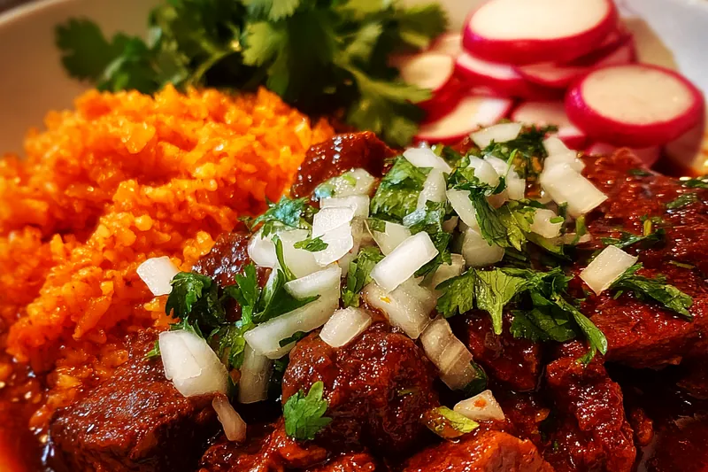 Fresh ingredients for Rich Beef Stew with Rice