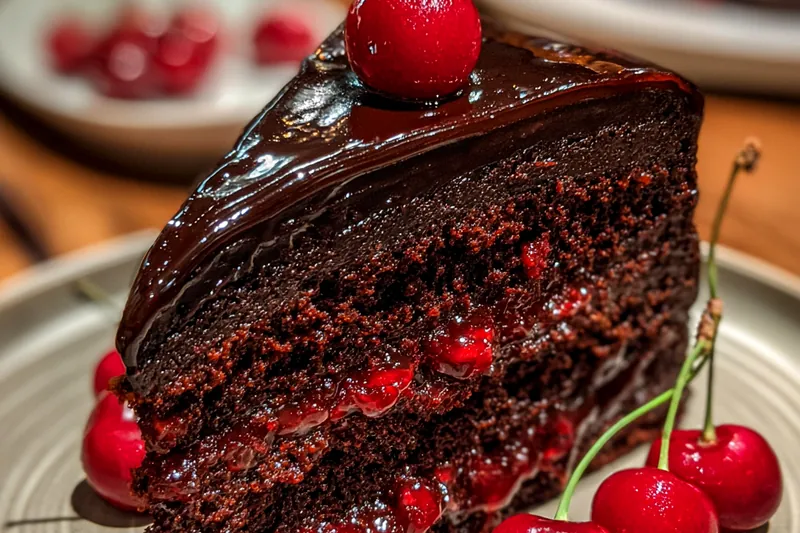 Cooking process for Rich Chocolate Cherry Layer Cake