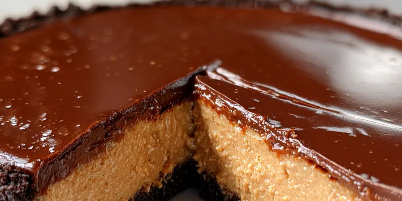 Delicious Rich Chocolate Peanut Pie served on a plate