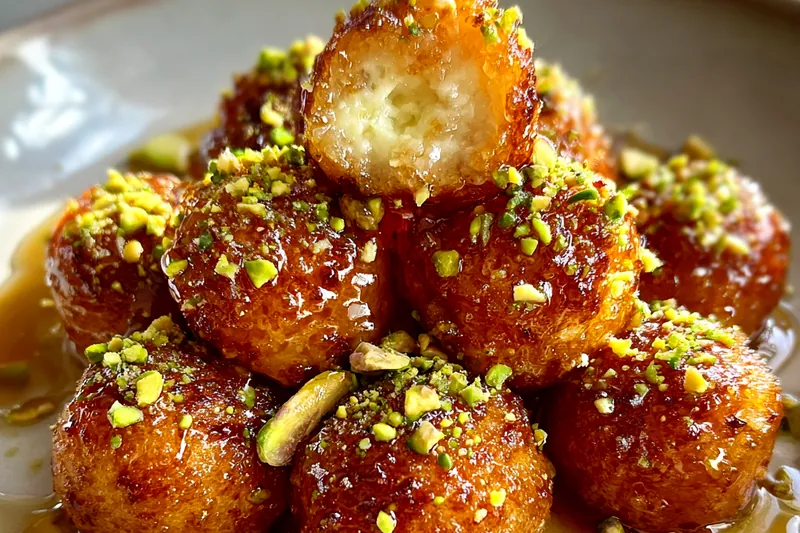 Cooking process for Ricotta Pistachio Honey Bites