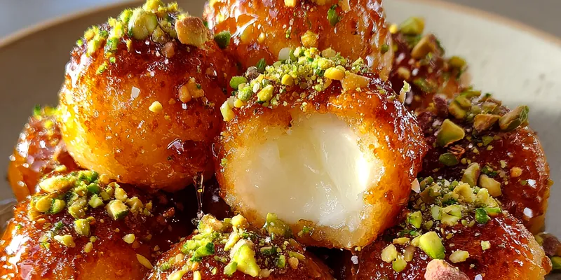 Delicious Ricotta Pistachio Honey Bites served on a plate