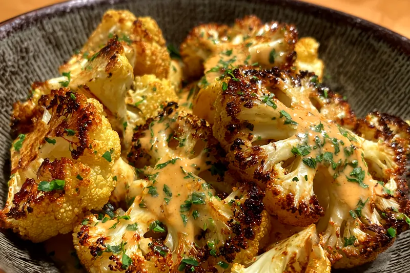 Fresh ingredients for Roasted Cauliflower with Herb Sauce