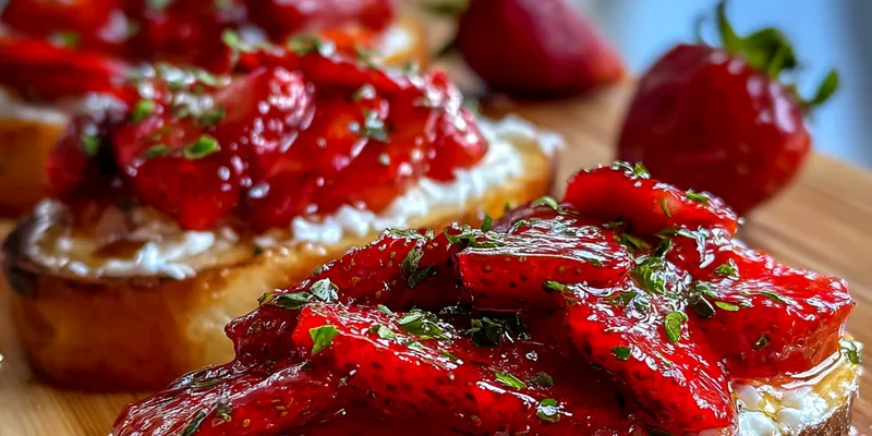Delicious Roasted Strawberry Ricotta Toast served on a plate