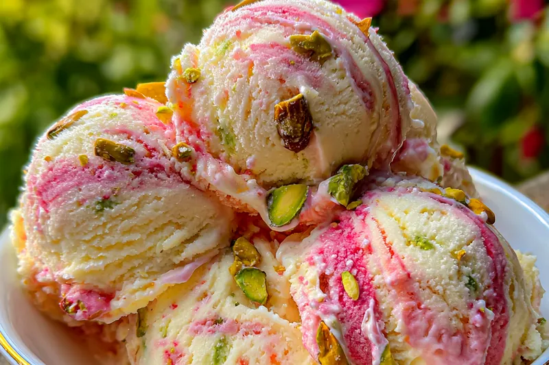 Cooking process for Rose Pistachio Ice Cream