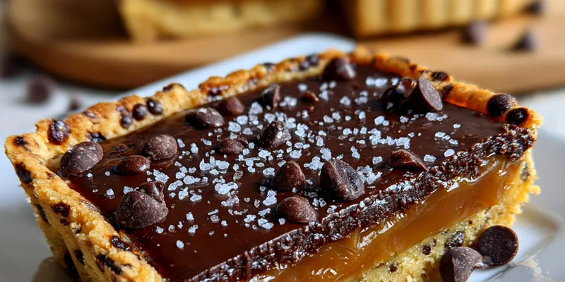 Delicious Salted Caramel Chocolate Tart served on a plate