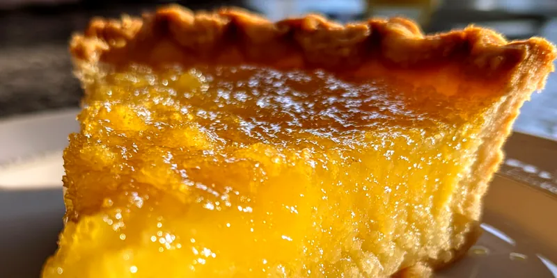 Delicious Salted Honey Whiskey Pie served on a plate