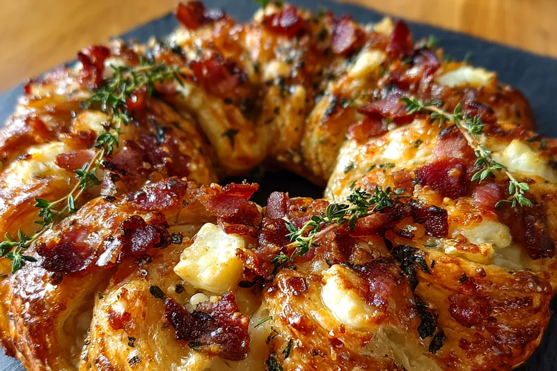 Cooking process for Savory Bacon Cheese Pastry Wreath