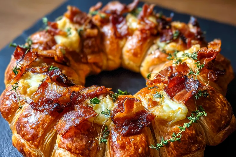 Fresh ingredients for Savory Bacon Cheese Pastry Wreath