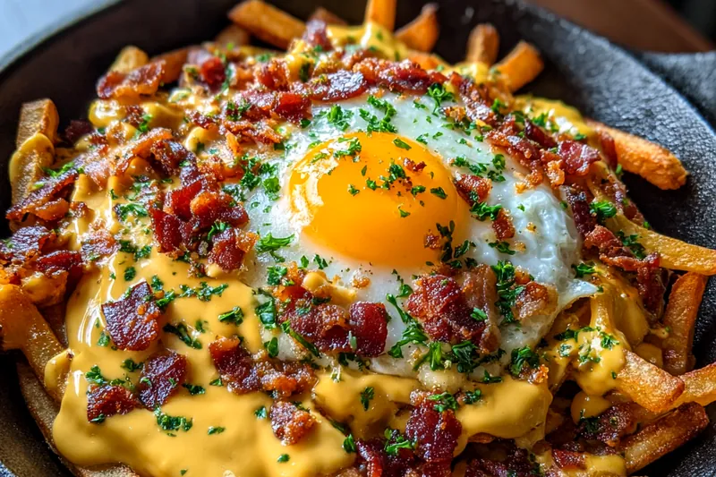 Cooking process for Savory Breakfast Poutine Delight