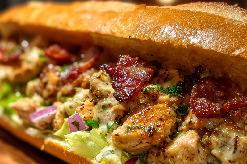 Cooking process for Savory Chicken Bacon Sandwich