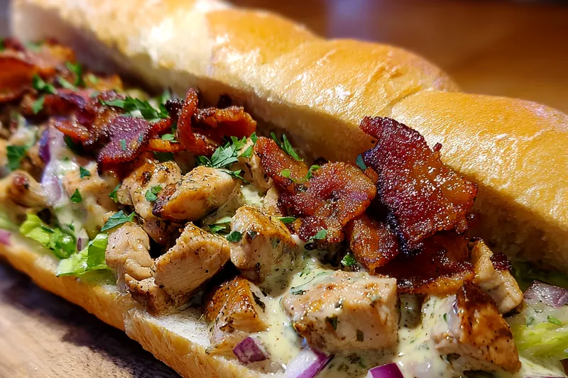 Fresh ingredients for Savory Chicken Bacon Sandwich