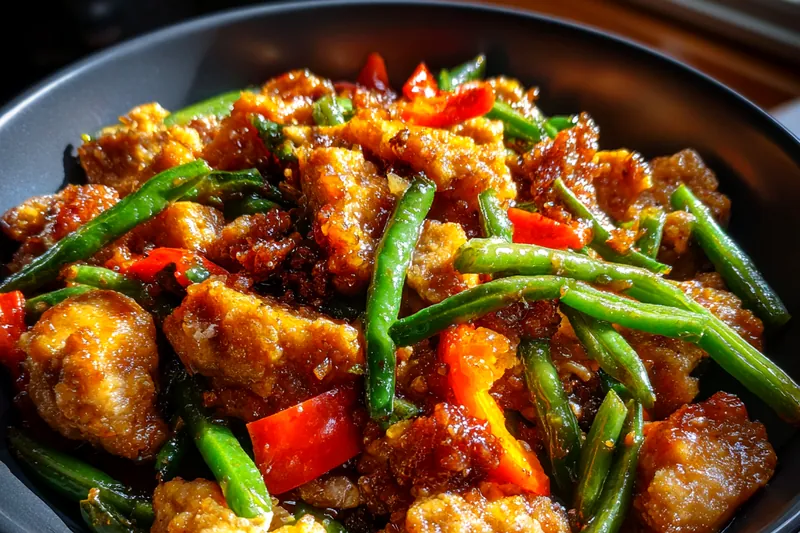 Fresh ingredients for Savory Chicken Green Bean Stir-Fry