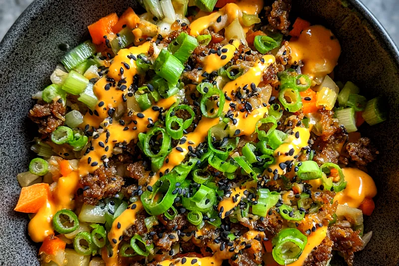 Fresh ingredients for Savory Egg Roll Bowl Delight