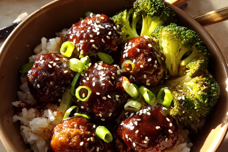 Cooking process for Savory Glazed Beef Meatballs