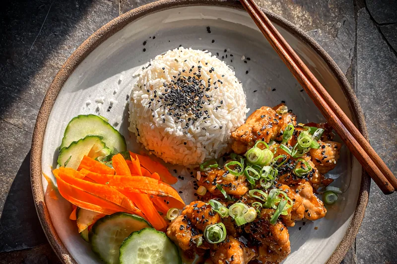 Cooking process for Savory Glazed Chicken Bowl
