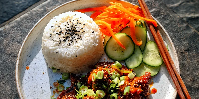 Delicious Savory Glazed Chicken Bowl served on a plate