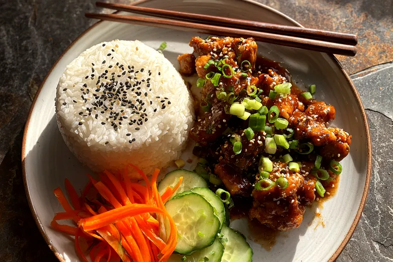 Fresh ingredients for Savory Glazed Chicken Bowl