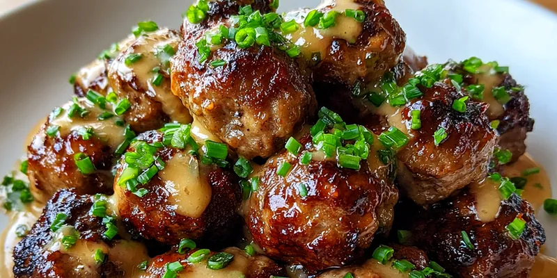 Delicious Savory Korean BBQ Meatballs served on a plate