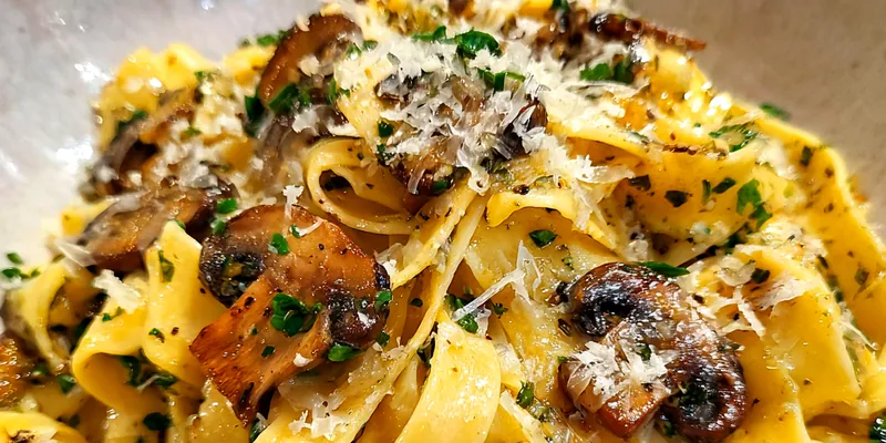 Delicious Savory Mushroom Pasta Delight served on a plate