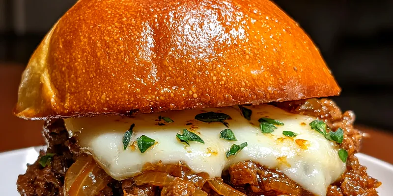 Delicious Savory Onion Beef Sandwich served on a plate