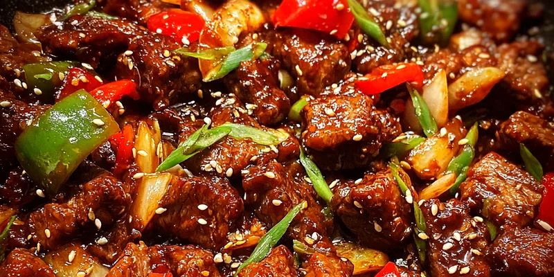 Delicious Savory Pepper Beef Stir-Fry served on a plate